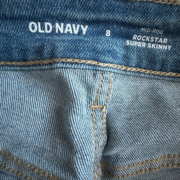 NWT Old Navy Women' Sz 8 Blue Denim Mid-Raise Rockstar Super Skinny Jean Pants - Picture 7 of 16